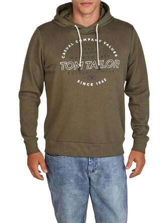 Чоловічий худі Tom Tailor Regular Fit з каптуром та принтом, колір Grape Leaf Green (зелений), розмір 3XL