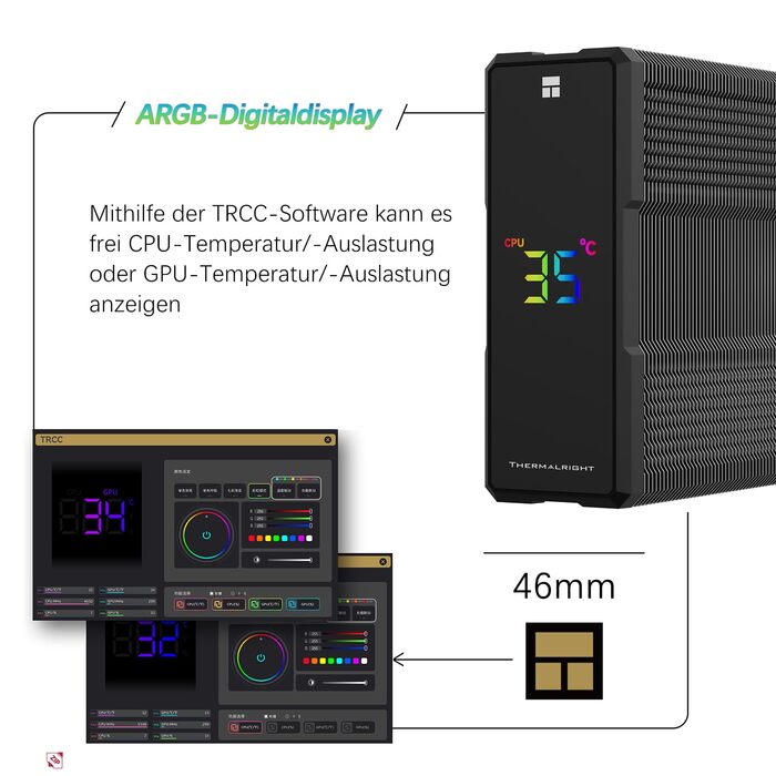 Assassin X 120 ARGB: Кулер для CPU з цифровим дисплеєм, 4 теплові трубки, 120 мм вентилятор, підтримка AM5/AM4, Intel LGA1851/1700, чорний