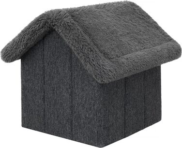 Будиночок для тварин: собачий та котячий, чорний з сірим, 60x70x63 см. М'який будиночок для середніх собак