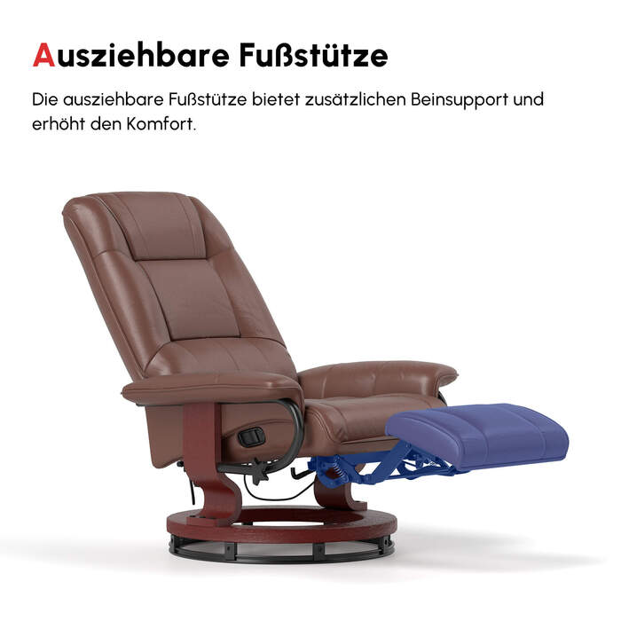 HOMCOM Swivel Recliner, TV Recliner with Reclining Function, Footrest, Reclining Chair with Armrests, for Living Room, Bedroom, Faux Leather | Aosom