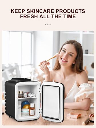 Міні-холодильник 6L, портативний, чорний: для косметики, напоїв, їжі. Ідеально для дому, офісу, авто