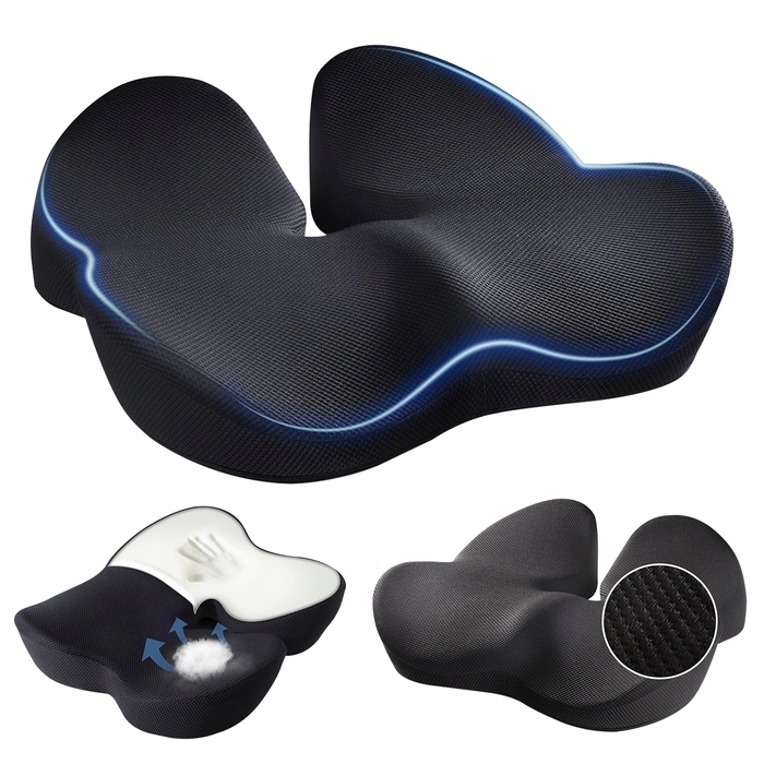 Ортопедична подушка для сидіння з ефектом пам'яті (Memory Foam), профільна, велика