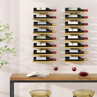 Настінна вітрина для вина FAVOOOSTY з 8 полицями, металева, для вітальні, спальні, винного погреба (Золота, 1 шт.)