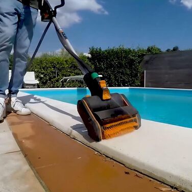 WORX WG441E.9 20V Cordless Multi-Brush - multifunctional surface brush for cleaning stone & wood surfaces & weed removal - integrated water connection - PowerShare compatible - without battery & charger (stiff brush for stone/concrete surfaces)