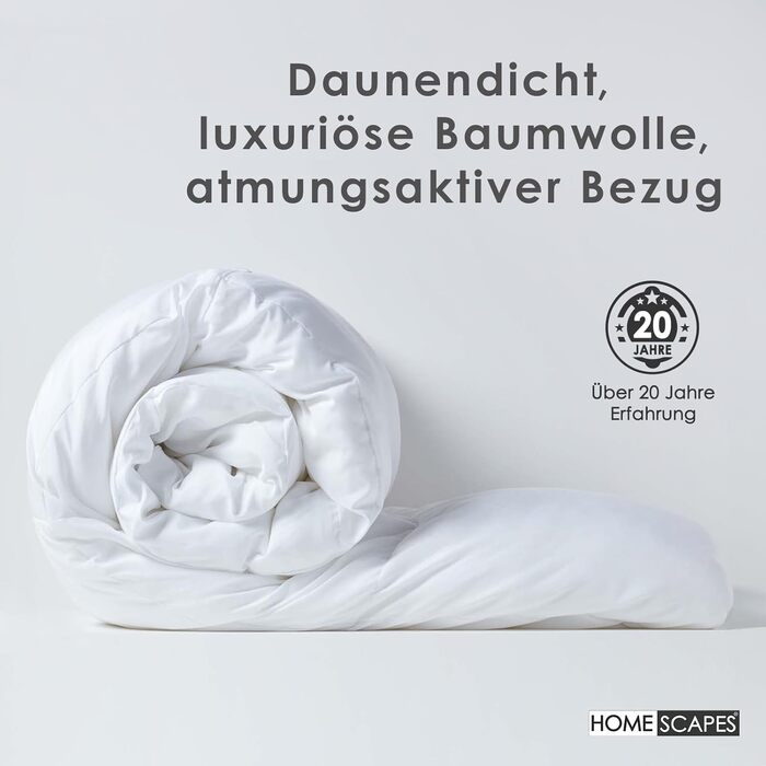 Homescapes Warm Winter Comforter, 230 cm x 220 cm, Down Comforter Heat Class 4-5 with 85% Goose Down and 15% Feathers, Down Comforter, Quilted Comforter Öko-Tex Certified 230 x 220 cm