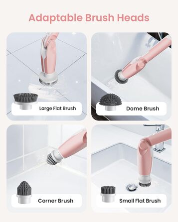 Leebein Electric Cleaning Brush, 2024 New Spin Scrubber with 8 Interchangeable Brush Heads, Remote Control, Adjustable Long Handle 38-132CM & 2 Speeds and for Bathroom/Kitchen