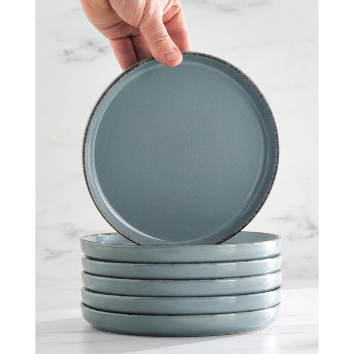 Набір чашок для кави Steingut (6 шт.) з рустикального стилю, Rauchblau (460 мл)