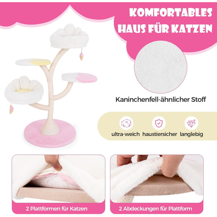 Дерев'яний кігтеточка для котів COSTWAY 165 см з 4 лежаками, печерею та сизалевими стовпчиками. Міцний кігтеточка-вежа з металевим каркасом, меблі для котів.