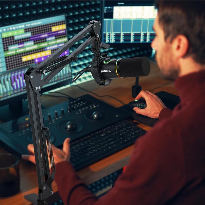 Тримач для мікрофона Maono BA20, регульований, для подкастів, геймінгу, стрімінгу та запису звуку, з кріпленням до столу та адаптером 3/8' - 5/8'