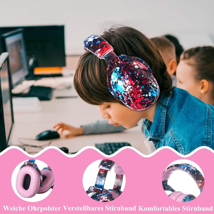 Навушники для захисту вух Kinder: регульовані навушники шумоізоляції для дітей, для концертів, SNR 28dB, рожевий колір