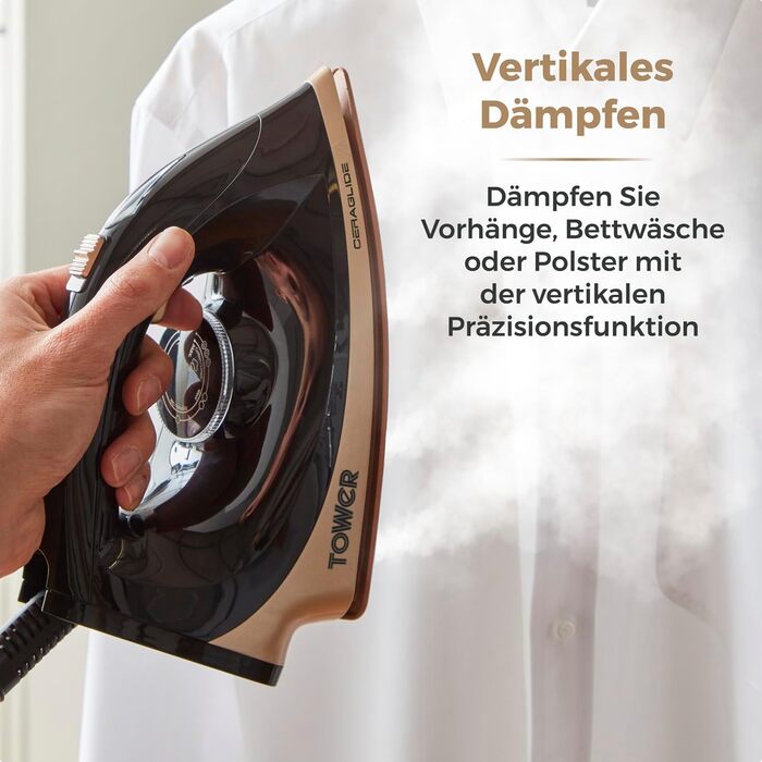 TOWER T22023GLDVDE IRON STEAM GENERATOR Steam Generator, Champagne Gold and Black Ceraglide Iron Black and Gold