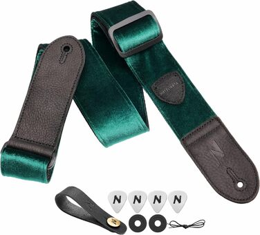 Гітарний ремінь Nefelibata з повного нубуку, вінтажний велюровий ремінь, безкоштовний подарунок: 4 медіатори + фіксатори ременя + кнопка для ременя, подарунок для бас-гітари, електро- та акустичної гітари (вишуканий фіолетовий, колір Різдва C#)