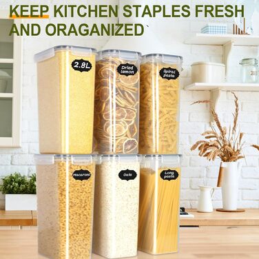 Набір контейнерів для зберігання Cinnani 2.8L (6 шт.) з кришкою, герметичні, BPA free, для круп, мюслі, макаронів, рису, борошна