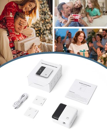 Електричний стерилізатор зубних щіток з сушкою 60°C, LED-дисплеєм, годинником, акумулятором та кріпленням на стіну без свердління. Білий+чорний