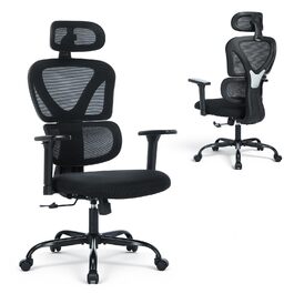 Коламі - Ергономічне крісло для офісу та дому, чорне, з регульованою підголівником та підлокітниками