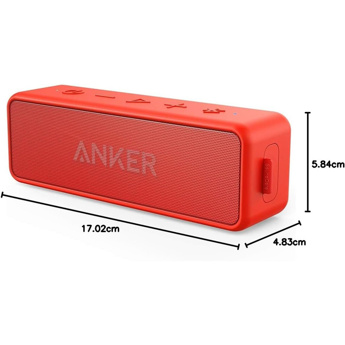 Портативна Bluetooth колонка Anker SoundCore 2, червона: потужний звук, глибокий бас, 24 години роботи, IPX7 водозахист, для iPhone, Galaxy та інших пристроїв