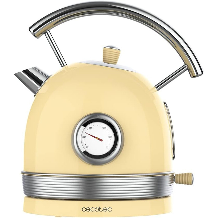 Електричний чайник Cecotec ThermoSense 420 Light Green: 1.8 л, 2200 Вт, регулювання температури, нержавіюча сталь, вінтажний стиль, зелений колір