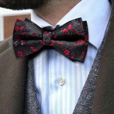 Комплект краватки та хустинки Barry.Wang Paisley для чоловіків, чорно-червоний, для весілля та урочистих подій