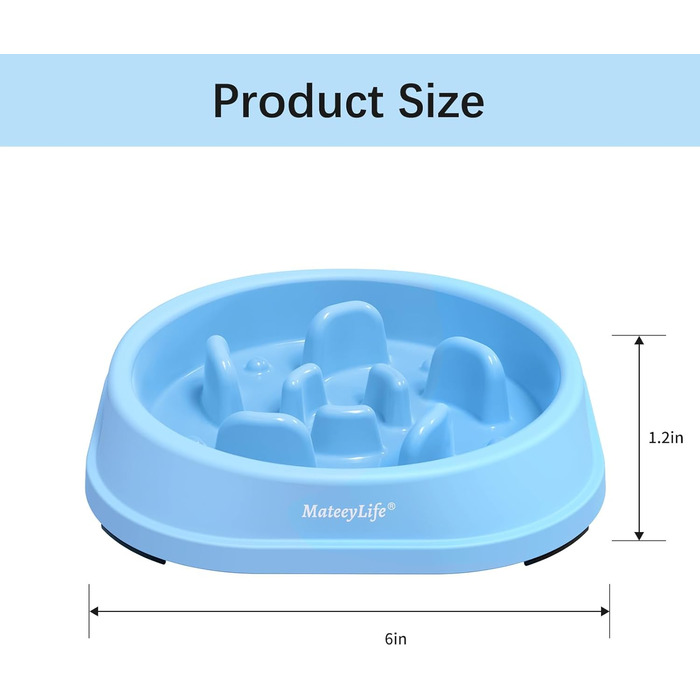 Набори мисок для собак MateeyLife (2 шт.) – повільний годівник, антислизькі, для середніх та великих собак (світло-блакитний & темно-блакитний, маленькі)