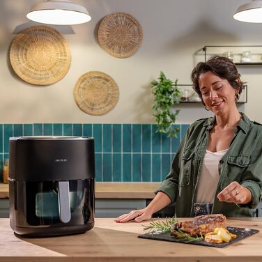 Cecotec Oil-Free Hot Air Fryer 6.5L Grill Plate - Grill - Double Heating Elements - Air Fryer Cecofry&Grill Duoheat 6500. 2200W, Dietetic and Digital, Window, Temperature Control 40-200°C, 12 Menus