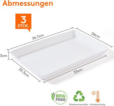 Сервірувальне блюдо Lifewit з пластику, 36,7 x 2 см, велике, набір, BPA-free, багаторазове, для буфетів, свят, пікніків, сніданків та закусок, білий (3)