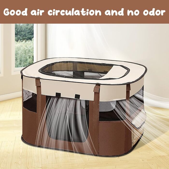 Клітка-вигул для цуценят та собак, складана, 70x55x40 см (колір кавовий)