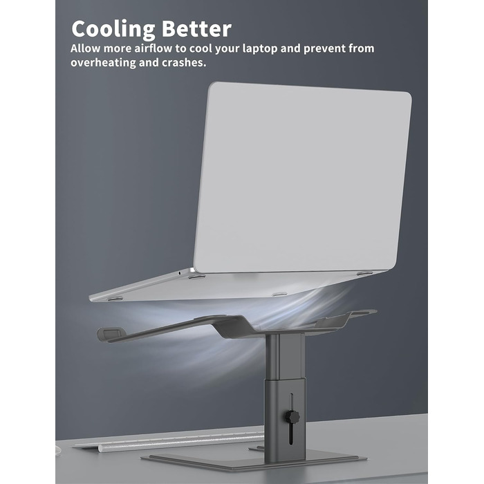 Підставка для ноутбука ALASHI, регульована висота, ергономічна, металева, чорна (C-Gray), 10-15.6 дюймів