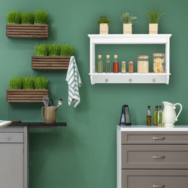Relaxdays Wall Shelf with 3 Hooks