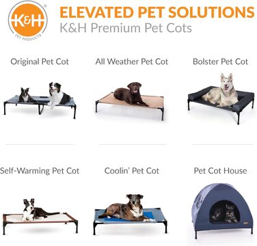 K&H Pet Products Elevated Outdoor Dog Bed, Breathable, Cooling, Elevated Cot, Hammock for Large Dogs, Washable Mesh Cover, Elevated Metal Frame, Foldable, (L 127 x W 81 x H 23 cm)