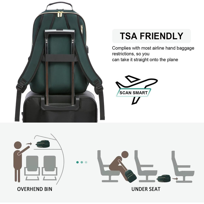 LOVEVOOK Рюкзак для жінок, великий, 15.6 дюймів, для ноутбука, водонепроникний, шкільний, для дівчаток-підлітків, чорний, елегантний, для роботи, для школи, університету, подорожей, 15.6' (17.3 дюймів, темно-зелений)