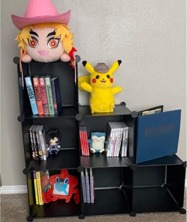 YCOCO Storage Shelf with 6 Cube Shelves, Bookshelf, Bookshelf for Bedroom, Office, Dorm Room, University, Living Room, Black.