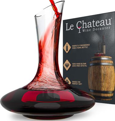 Le Chateau Decanter - Mouth-blown, lead-free crystal wine decanter - Wine decanter for aerating red wine - Wine accessory for a bottle of wine (750 ml)