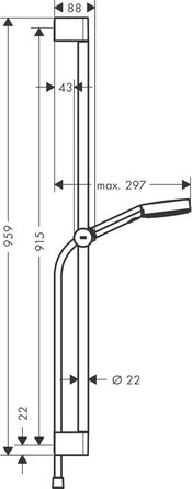 Hansgrohe Pulsify Select S Shower Set, water-saving showerhead with hose and holder, adjustable, hand shower with 3 spray types (Relaxation), Mattweiß (Matte White), 0.90m Set, 3 spray types