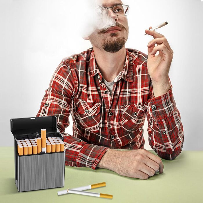 Металеве тютюнопакувальник для 40 сигарет, великий, з магнітною кришкою, чорний