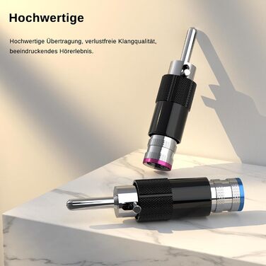 Комплект бананових роз'ємів Monosaudio (8 шт), позолочені затискачі для акустичних кабелів, домашнього кінотеатру та AV-ресиверів, Rhodiniert (BA1410)