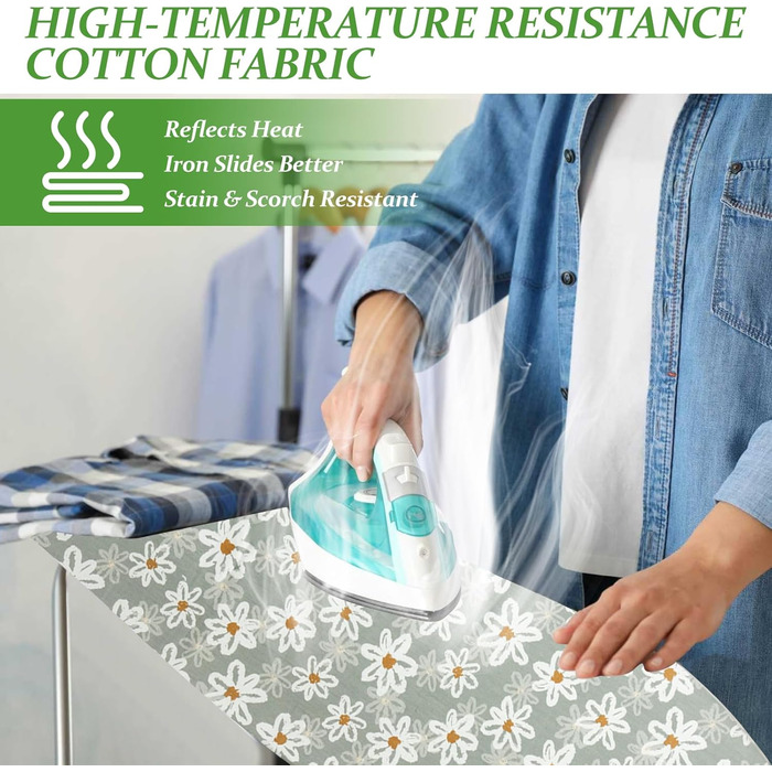 Чохол для гладильної дошки 125x45 см, Extra Dick з бавовни, з підкладкою та терморефлексною поверхнею, з гумкою, сумісний з дошками 117-125x37-45 см, для парогенераторів та прасок, Easy Fit