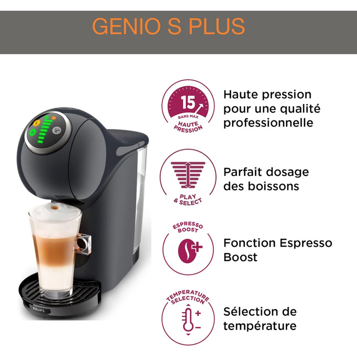 Кавомашина капсульна NESCAFÉ Dolce Gusto Genio S Plus by Krups, автоматична, космічно-сіра, KP340B
