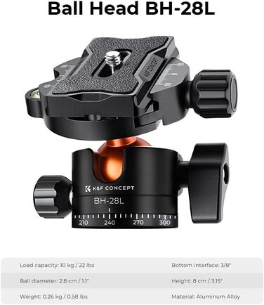 Штатив K&F Concept 152см з карбону, легкий трипод з гнучким кульковим голівкою 360°, різьблення 1/4'', сумка для DSLR камери A225C0+BH-25L