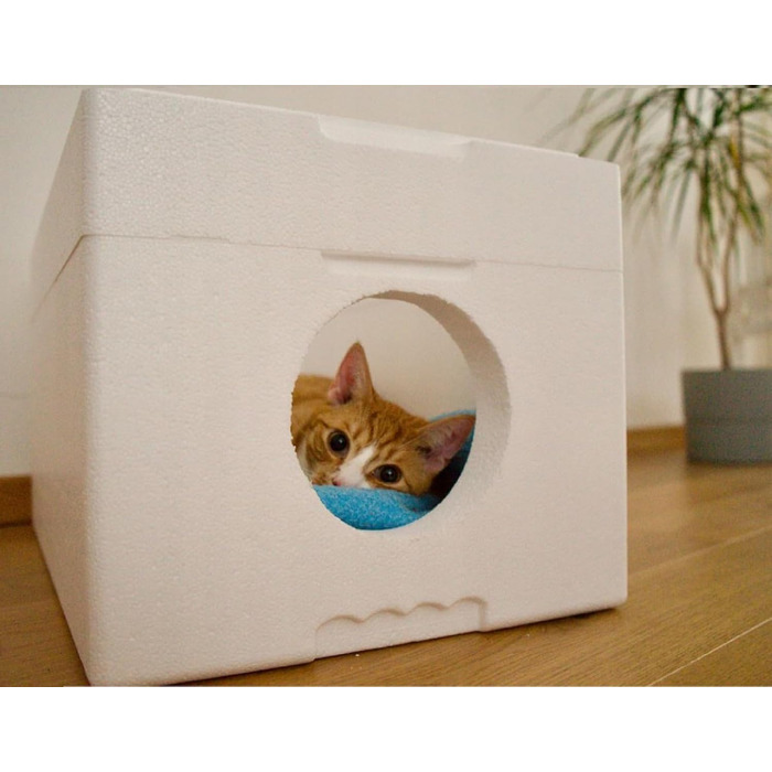 Вологостійкий котячий будиночок QLS зі стиропора, 58x38 см – ізольоване захисне житло для котів на вулицю