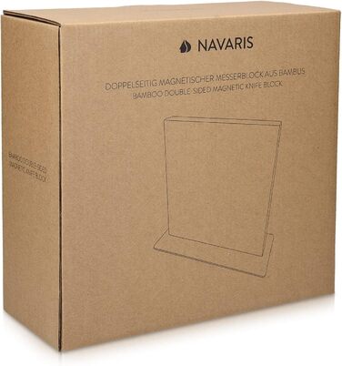 Navaris Double-Sided Magnetic Knife Holder made of Bamboo - Magnetic Knife Block, Knife Board, Double-Sided Magnetic Knife Holder - Unfilled Knife Holder