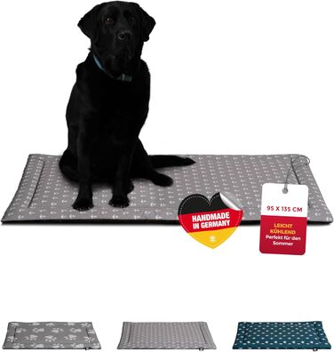 Літня подушка для собак HS-Hundebett® з бавовни з наповнювачем та антиковзким покриттям XS – М'яка подушка для собак на літо – Пральна та довговічна – Легка літня подушка для собак – Виготовлено в Німеччині (Сірий якір, 95x135 см)