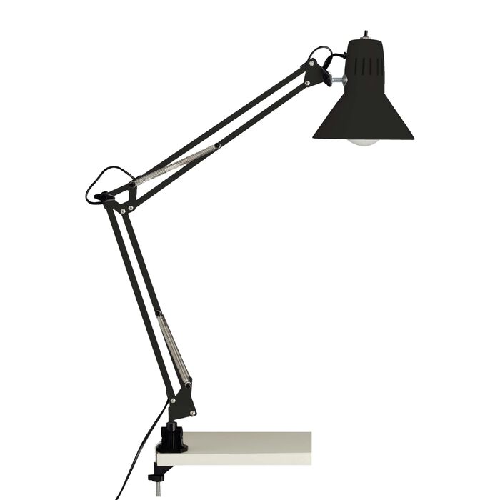 Настільна лампа на затискачі Brilliant Hobby, металева, чорна, патрон E27, 40 Вт