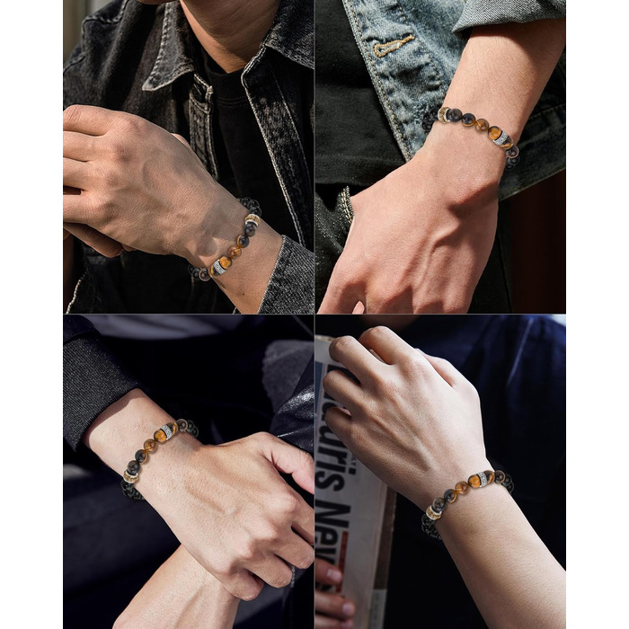 Браслет на руку VGWON для чоловіків з перлами – ідеальний подарунок на день народження, Різдво, для сина, чоловіка, батька (UVG-BM103S)