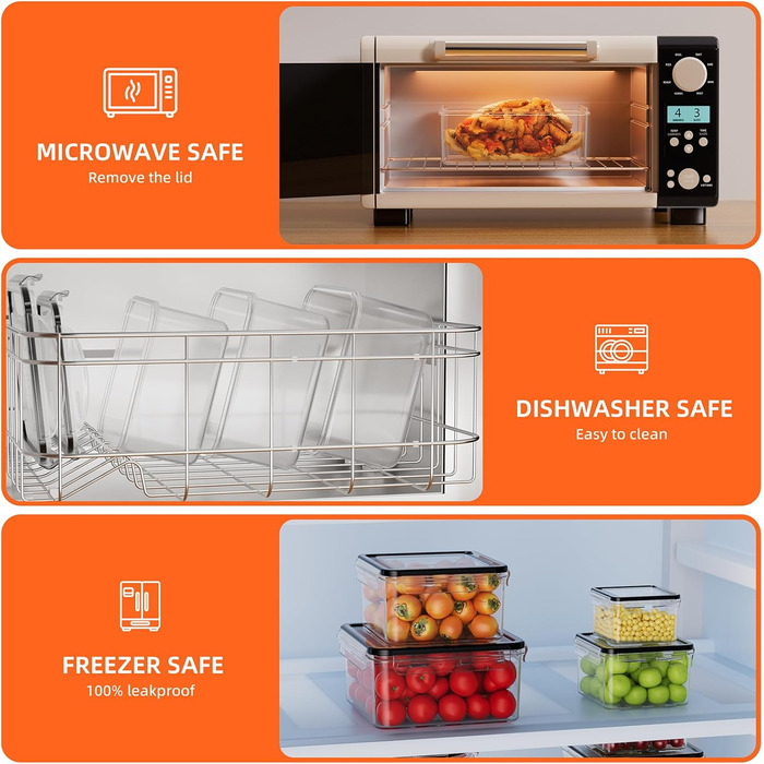 Набір контейнерів для зберігання продуктів 36 шт. з кришками, витіканнями, для кухні