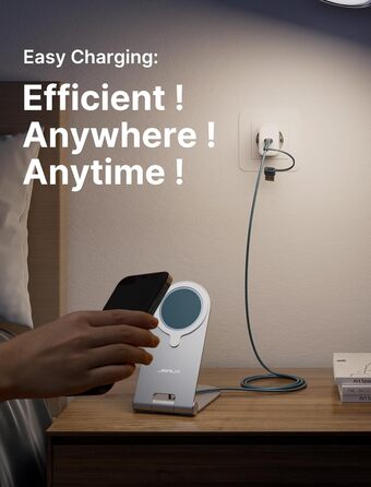 Бездротова зарядка JSAUX MagSafe 15W для iPhone 17 Air Pro Max, iPhone 16/15/14/13/12, AirPods 3/2, блакитна