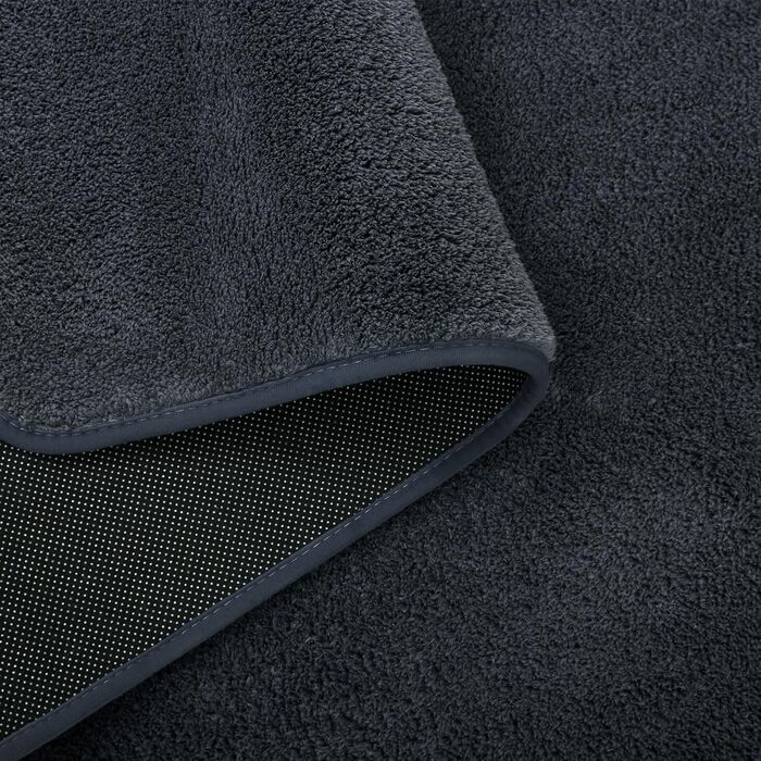 Килимок з мікрофібри 120x170 см - миючий короткий ворс для вітальні та спальні, м'який пухнастий з сучасним однотонним дизайном, антрацит-сірий 120 x 170 см