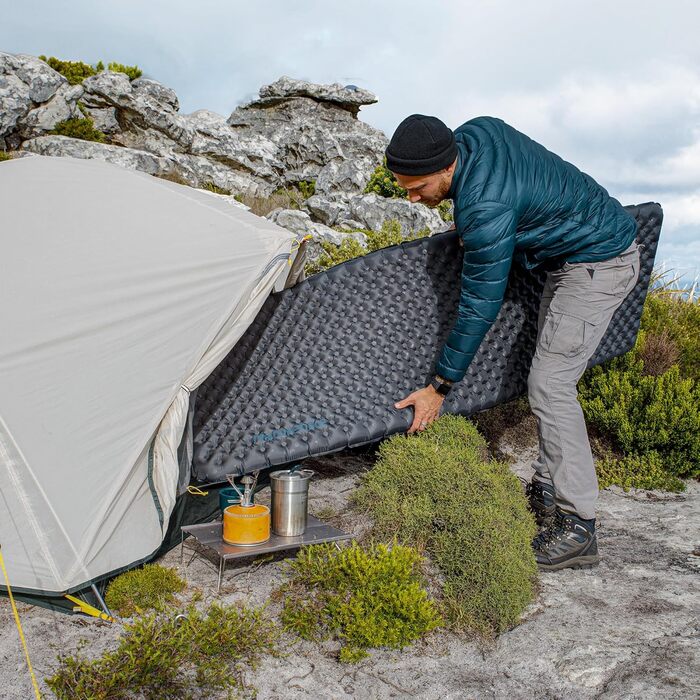 Каремат туристичний Naturehike Thermal 3.5R, самонадувний, 4 сезони, -6°C, з надувною сумкою, військовий зелений, прямокутний, XL/L