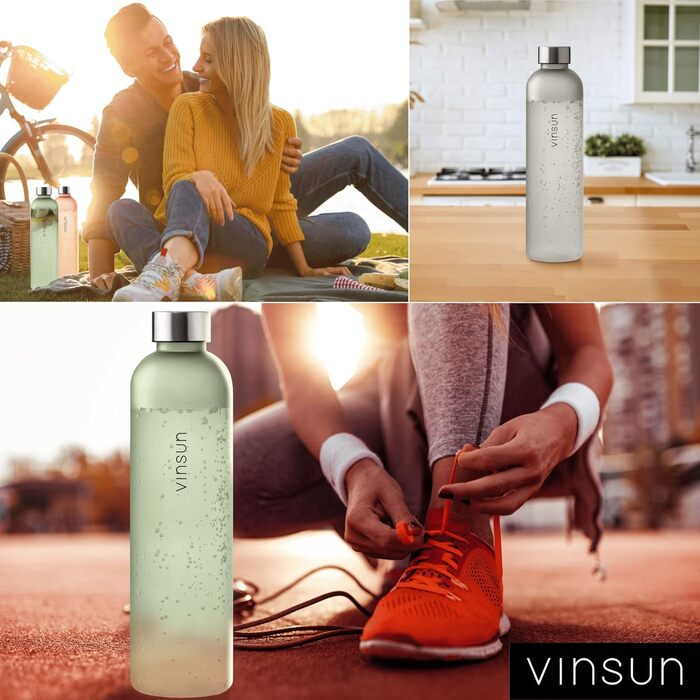 VINSUN Water Bottle 650ml, 1000ml, 1500ml - Leak-proof, Carbonated Drink Compatible, BPA-Free, Tritan - Lightweight Water Bottle for Sports, Outdoors, School, Biking, Office