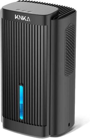 Електричний осушувач повітря KNKA, 1.1 л, для дому, ванної кімнати, підвалу, тихий (28 дБ), з автовимкненням та нічним режимом, кольорове підсвічування (білий), колір: чорний