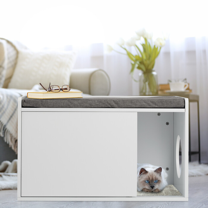Relaxdays Cat Cabinet with Seat Cushion